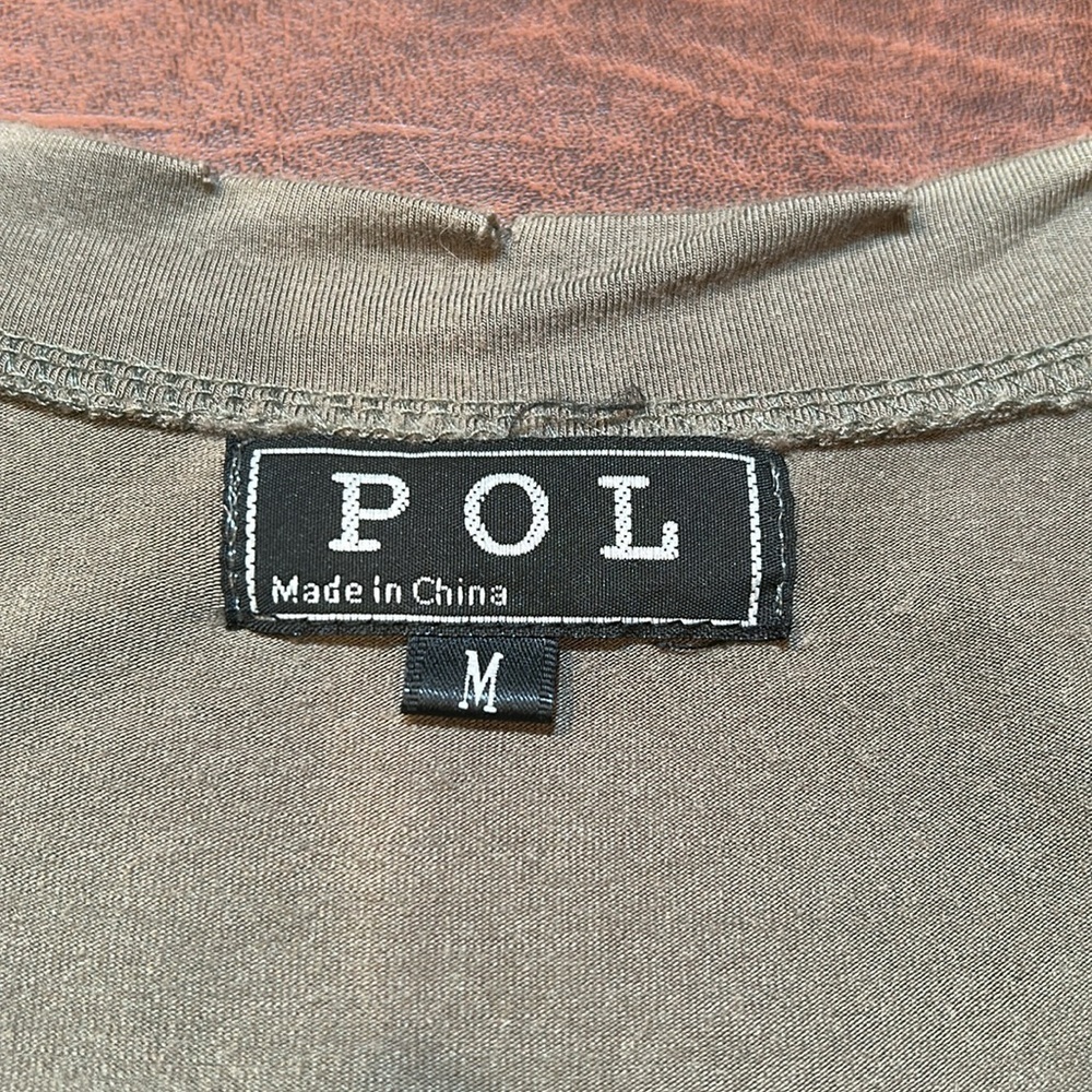 ANTHROPOLOGIE’S “POL” Army Green Distressed Tee Dress w/ Stud Decor Size M - Picture 8 of 13